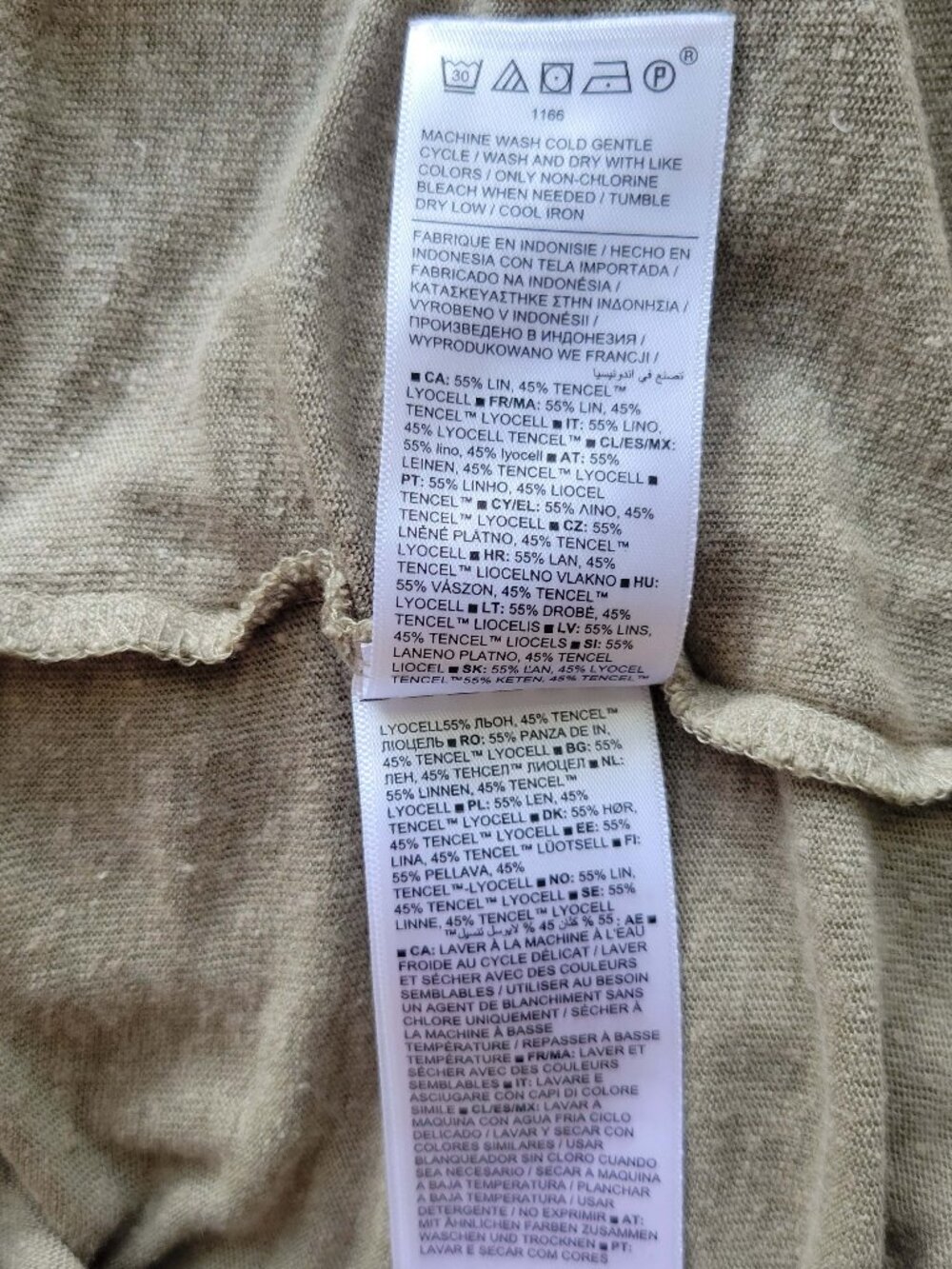 Athleta Linen Tencel Getaway V-Neck Olive Shadow T-Shirt Women’s Minimalist L - Picture 5 of 5